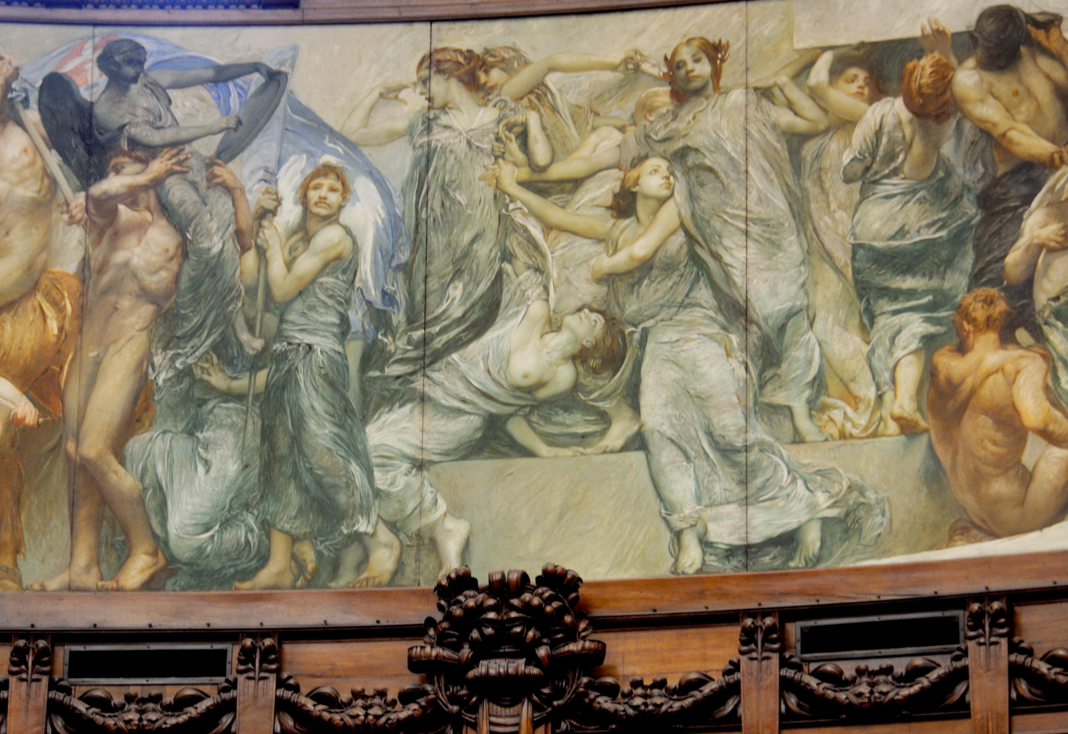 Fregio pittorico, particolare: raffigurazioni della vittoria e parte dell'anello delle città italiane