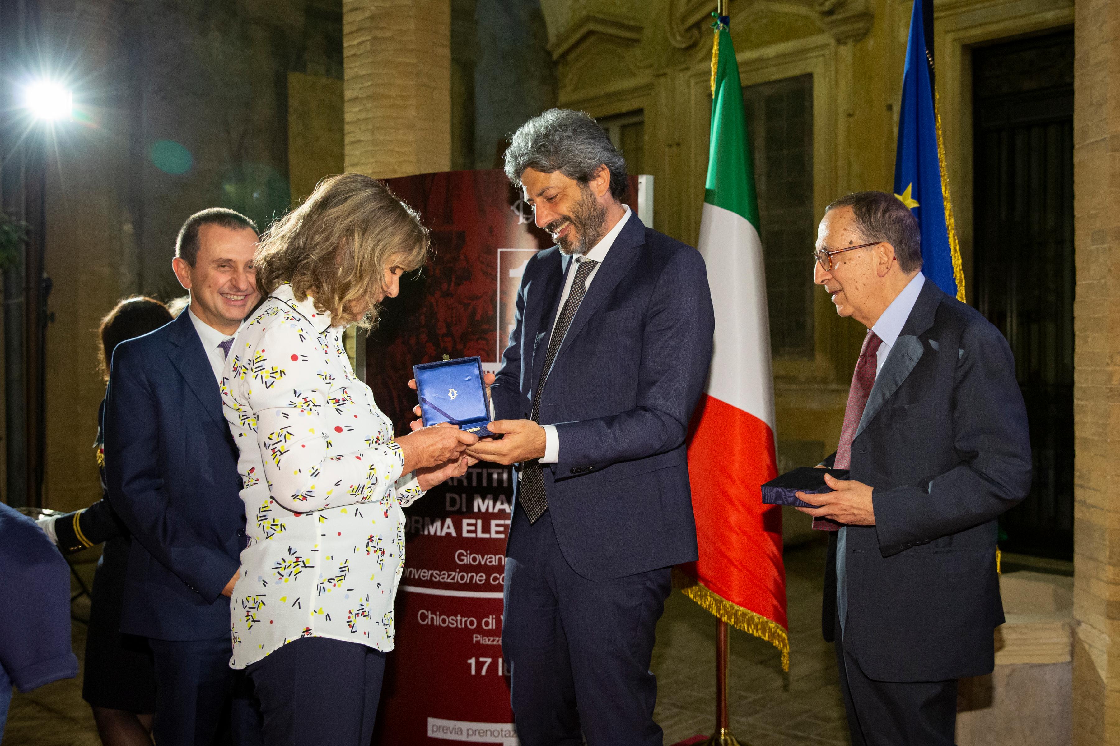 Il Presidente e il Vicepresidente della Camera con Mirella Serri e Giovanni Sabbatucci