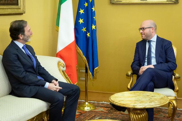 Il Presidente Lorenzo Fontana a colloquio con S.E. Viktor Elbling, Ambasciatore della Repubblica Federale di Germania