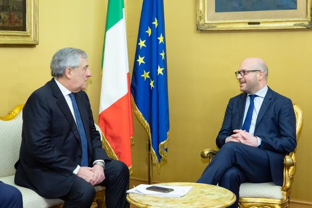 Il Presidente Lorenzo Fontana a colloquio con Antonio Tajani, Vicepresidente del Consiglio e Ministro degli Affari Esteri e della Cooperazione Internazionale