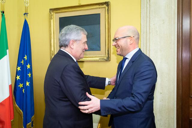Il Presidente Lorenzo Fontana con Antonio Tajani, Vicepresidente del Consiglio e Ministro degli Affari Esteri e della Cooperazione Internazionale
