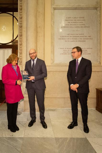 Il Presidente della Camera dei deputati, Lorenzo Fontana, con la Presidente dell’Unione delle Comunità Ebraiche Italiane (UCEI), Noemi Di Segni