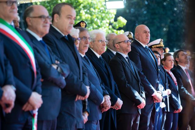 Il Presidente Lorenzo Fontana con il Presidente della Repubblica, Sergio Mattarella, con il Presidente del Senato della Repubblica, Ignazio La Russa, con il Ministro della Difesa, Guido Crosetto