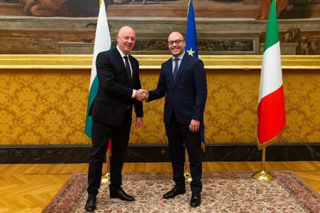 Il Presidente Lorenzo Fontana con Presidente dell’Assemblea nazionale della Repubblica di Bulgaria, Rosen Zhelyazkov