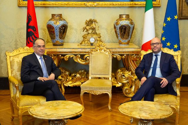 Il Presidente Lorenzo Fontana con il Presidente della Repubblica dell’Albania, Bajram Begaj