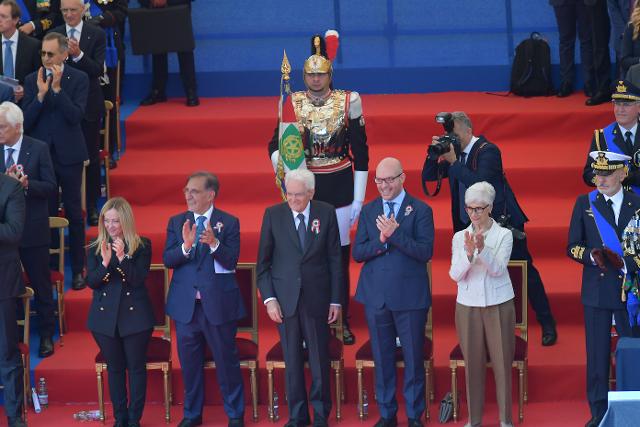 Il Presidente Fontana in un momento della cerimonia in occasione della Festa Nazionale della Repubblica