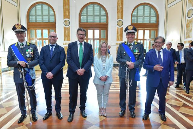 Il Presidente Lorenzo Fontana con il Presidente del Consiglio dei Ministri, Giorgia Meloni, con il Presidente del Senato della Repubblica, Ignazio La Russa, con il Ministro dell’economia e delle finanze, Giancarlo Giorgetti, con il Capo di Stato Maggior