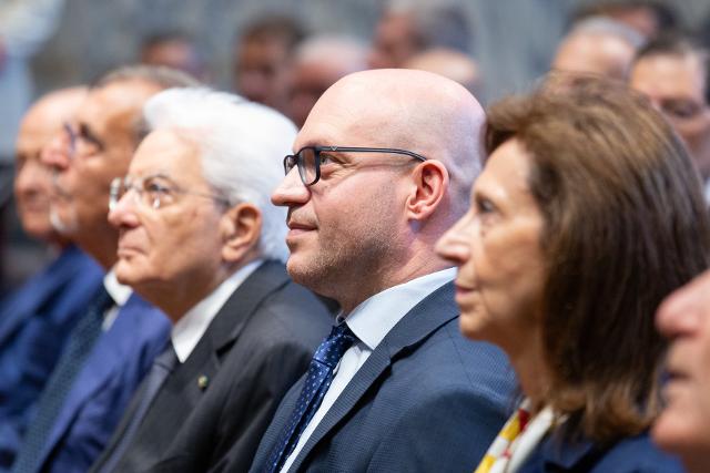 Il Presidente Lorenzo Fontana con il Presidente della Repubblica, Sergio Mattarella e con il Presidente del Senato della Repubblica, Ignazio La Russa