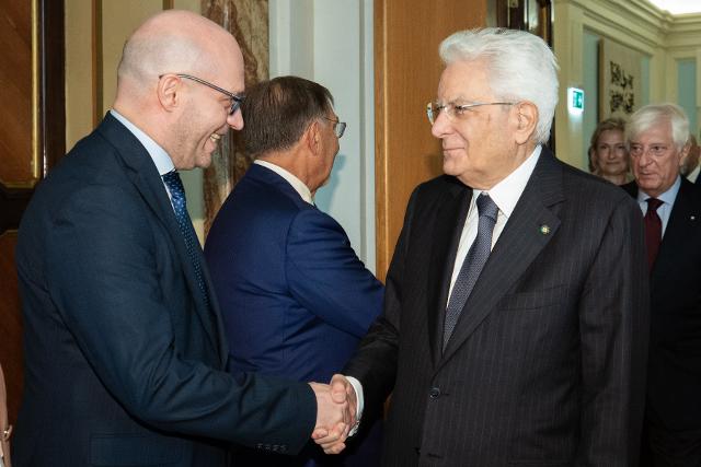 Il Presidente Lorenzo Fontana con il Presidente della Repubblica, Sergio Mattarella e con il Presidente del Senato della Repubblica, Ignazio La Russa