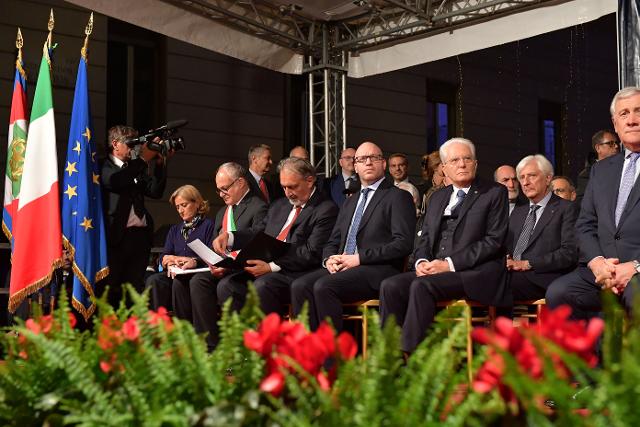 Il Presidente della Camera Lorenzo Fontana con il Presidente della Repubblica, Sergio Mattarella, con il Vicepresidente del Consiglio e Ministro degli Affari Esteri e della Cooperazione Internazionale, Antonio Tajani, con il Presidente della Regione Lazio