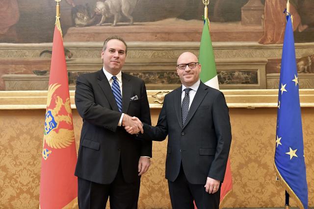 Il Presidente Lorenzo Fontana con il Ministro degli Esteri del Montenegro, Filip Ivanović