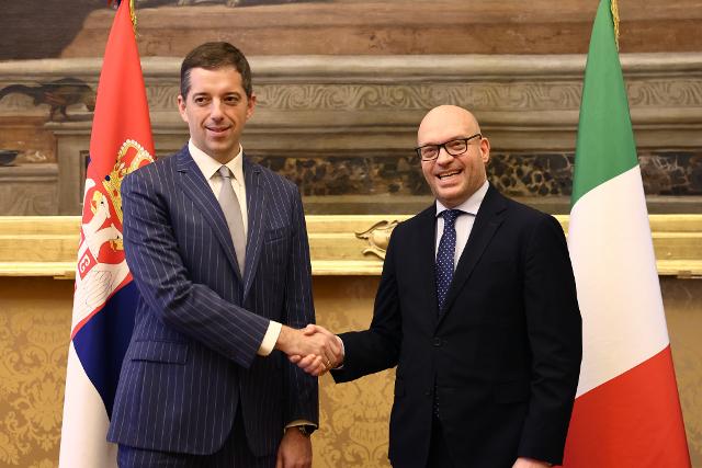 Il Presidente Lorenzo Fontana con il Ministro degli Affari esteri della Repubblica di Serbia, Marko Đurić