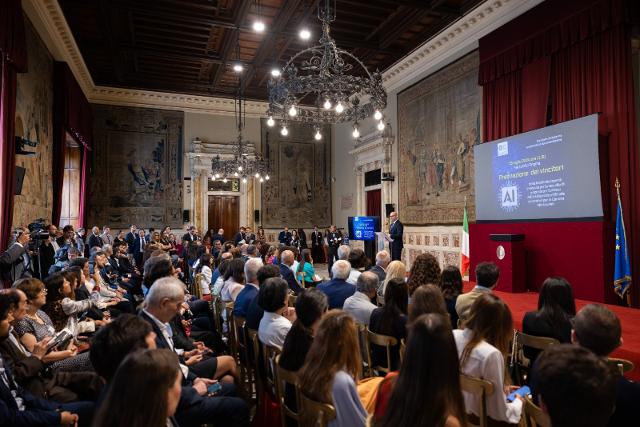 Un momento dell’evento “Intelligenza artificiale generativa per la Camera dei deputati: premiazione dei progetti vincitori della manifestazione di interesse”