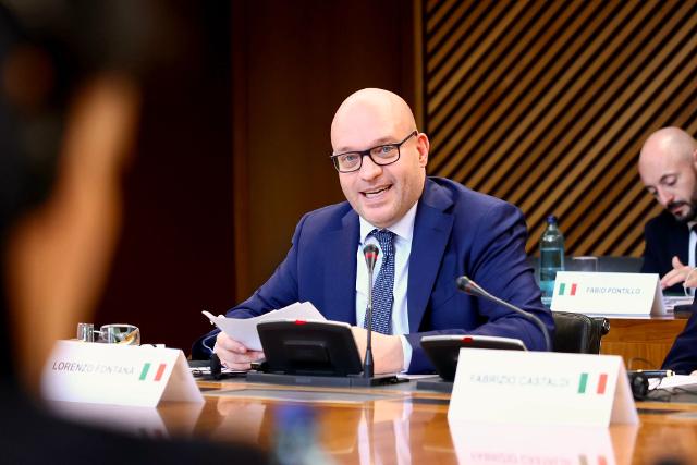 Il Presidente Fontana durante il suo intervento al IV Foro parlamentare italo-spagnolo