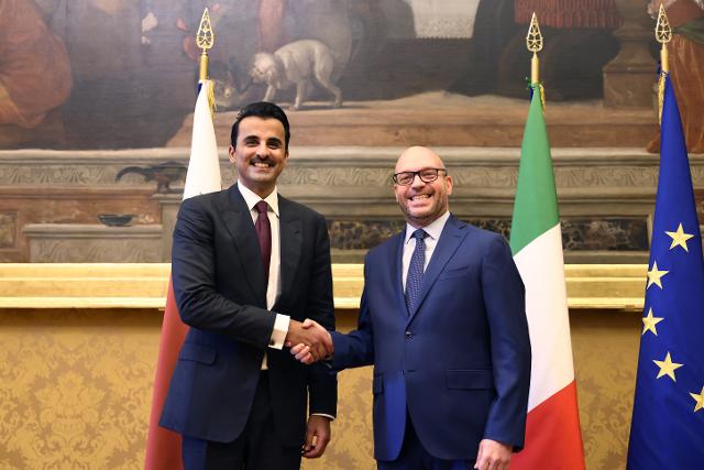 Il Presidente Fontana con l’Emiro dello Stato del Qatar, Tamim Bin Hamad Al Thani