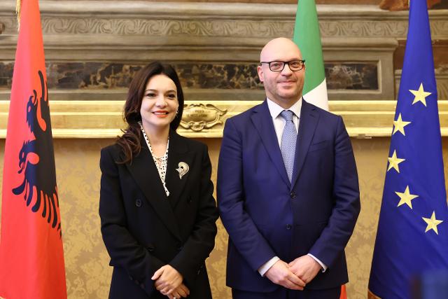 Il Presidente Fontana con il Presidente del Parlamento albanese, Elisa Spiropali