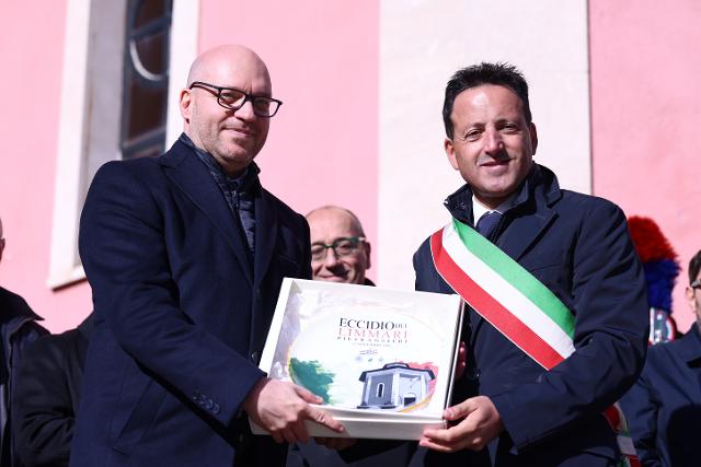 Il Presidente della Camera, Lorenzo Fontana, in un momento nel corso della commemorazione dell’81° anniversario dell’Eccidio dei Limmari