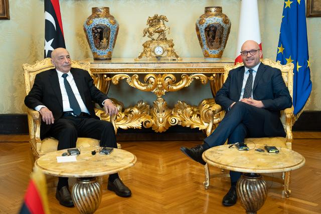 Il Presidente Fontana con il Presidente della Camera dei Rappresentanti della Libia, Aghila Saleh Issa