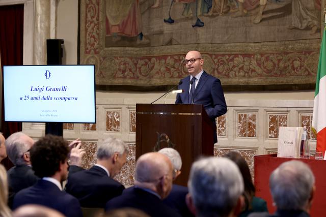 Il Presidente Lorenzo Fontana in un momento del convegno "Luigi Granelli a 25 anni dalla scomparsa"