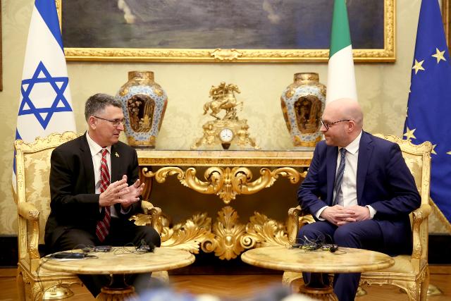 Il Presidente Fontana con il Ministro degli Affari esteri dello Stato di Israele, Gideon Sa’ar.