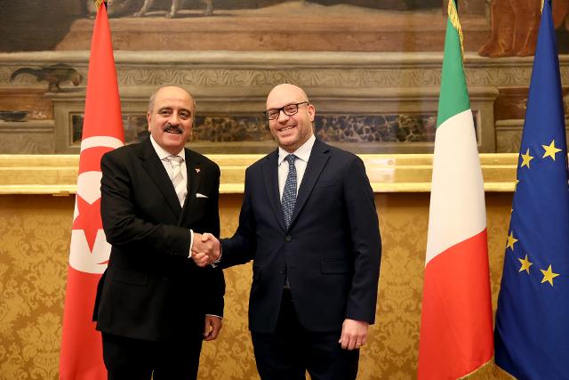 Il Presidente Fontana con il Ministro degli Affari esteri, della Migrazione e dei Tunisini all'estero della Repubblica di Tunisia, Mohamed Ali Nafti