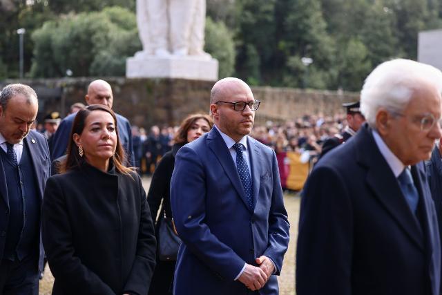 Il Presidente Lorenzo Fontana con il Presidente della Repubblica, Sergio Mattarella, e con il Ministro della Difesa, Guido Crosetto