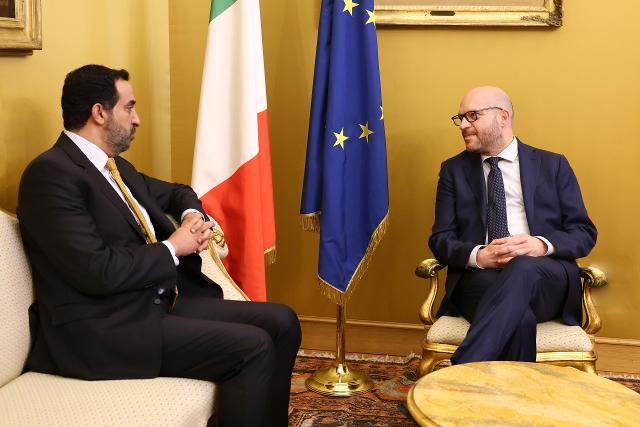 Il Presidente Lorenzo Fontana con l’Ambasciatore dello Stato del Kuwait in Italia, S. E. Nasser Sanhat Alqahtani