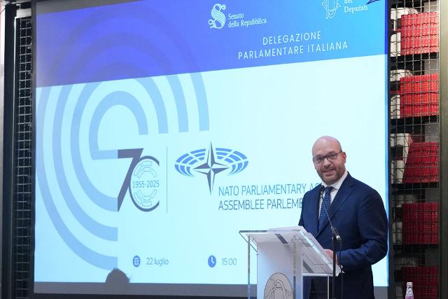 Il Presidente Lorenzo Fontana in un momento della Cerimonia celebrativa del Settantesimo anniversario dell’Assemblea parlamentare della NATO
