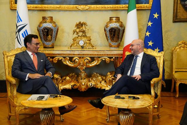 Il Presidente Lorenzo Fontana il Presidente dell’Assemblea parlamentare della NATO, Marcos Perestrello