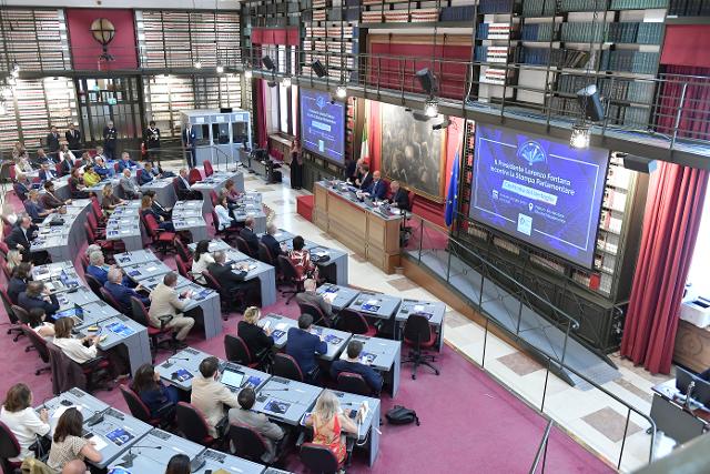 Un momento nel corso della Cerimonia di consegna del Ventaglio al Presidente della Camera dei deputati da parte dell'Associazione Stampa Parlamentare