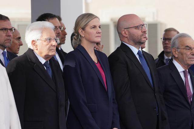 Il Presidente Fontana con il Presidente della Repubblica, Sergio Mattarella, il Presidente della Corte Costituzionale, Giovanni Amoroso e il Presidente del Comitato Olimpico Internazionale, Kirsty Coventry