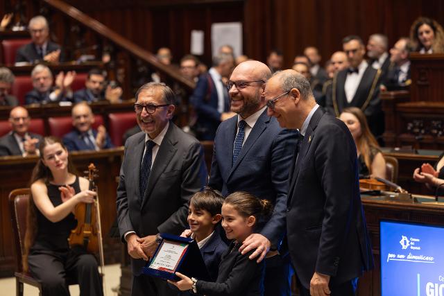 Il Presidente Fontana con il Presidente del Senato della Repubblica, Ignazio La Russa, e il Ministro dell’Istruzione e del merito, Giuseppe Valditara, durante la celebrazione del "Giorno del Ricordo".