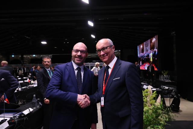 Il Presidente della Camera dei deputati, Lorenzo Fontana, con il Presidente del Sejm polacco, Włodzimierz Czarzasty.