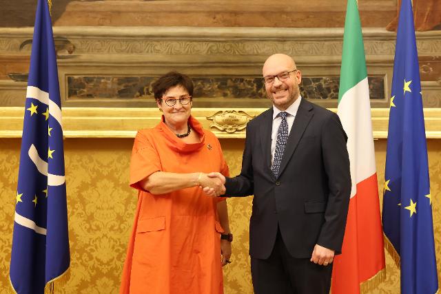Il Presidente Fontana con la Presidente dell'Assemblea parlamentare del Consiglio d'Europa, Petra Bayr