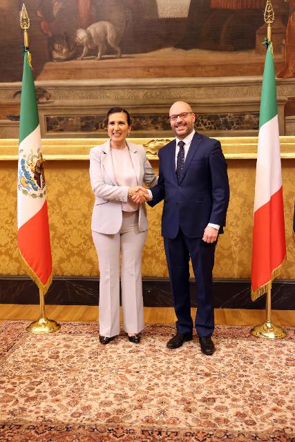 Il Presidente Fontana con il Presidente della Camera dei Deputati del Messico, Kenia López Rabadán