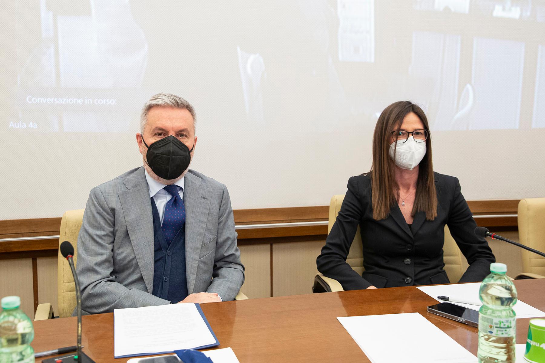 Il Ministro della Difesa, Lorenzo Guerini e la Vicepresidente della Commissione Difesa della Camera, Marica Fantuz