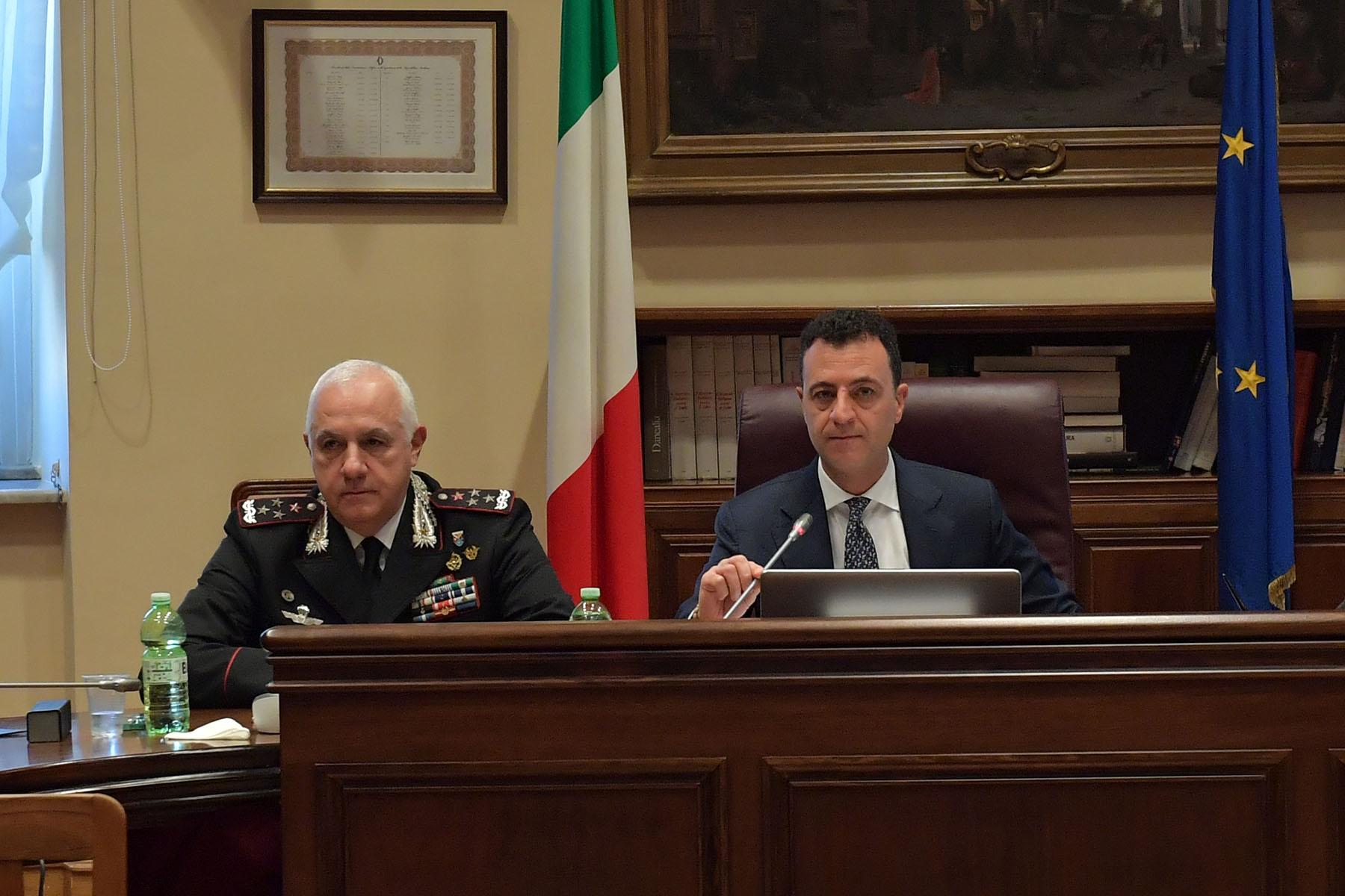 Il Comandante generale dell’Arma dei Carabinieri, Teo Luzi e il Presidente della Commissione Difesa, Antonino Minardo