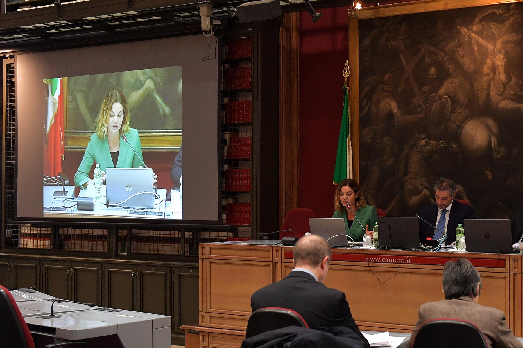 La Presidente dell'Ufficio parlamentare di bilancio, Lilia Cavallari e il Vicepresidente della Commissione Bilancio, Giovanni Luca Cannata